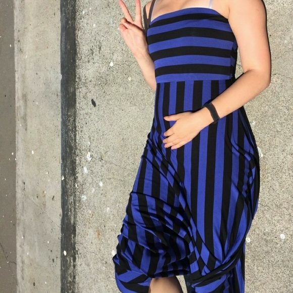 Striped Strapless Cut Out Back Summer Maxi Dress - Picture 2 of 7